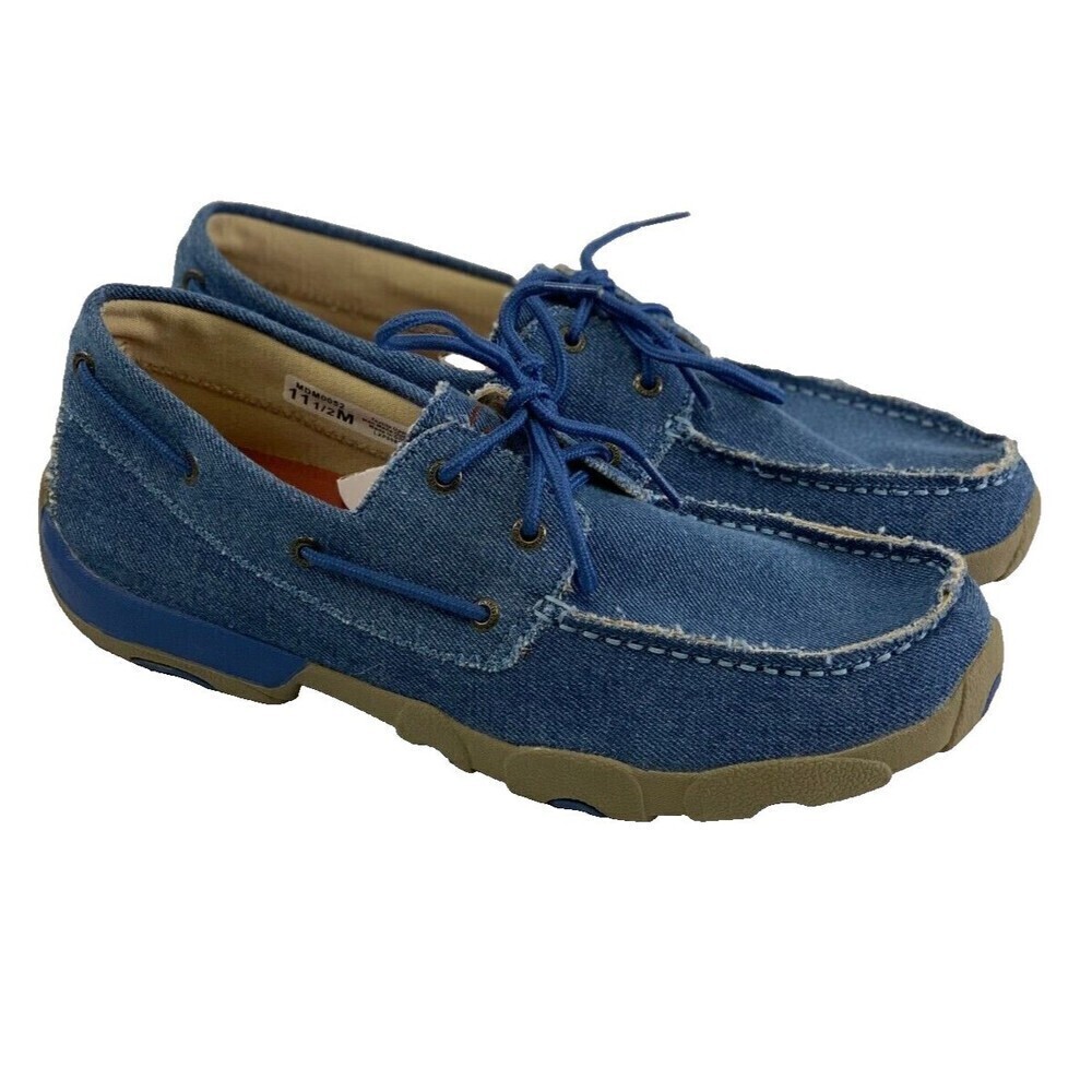 BOGO Twisted X Boat Shoe Driving Moc Denim Canvas Blue Laces MDM0052 Men 11.5